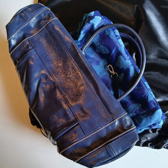 EUC Longchamp Patent Leather Blue Shoulder Bag - Picture 8 of 9